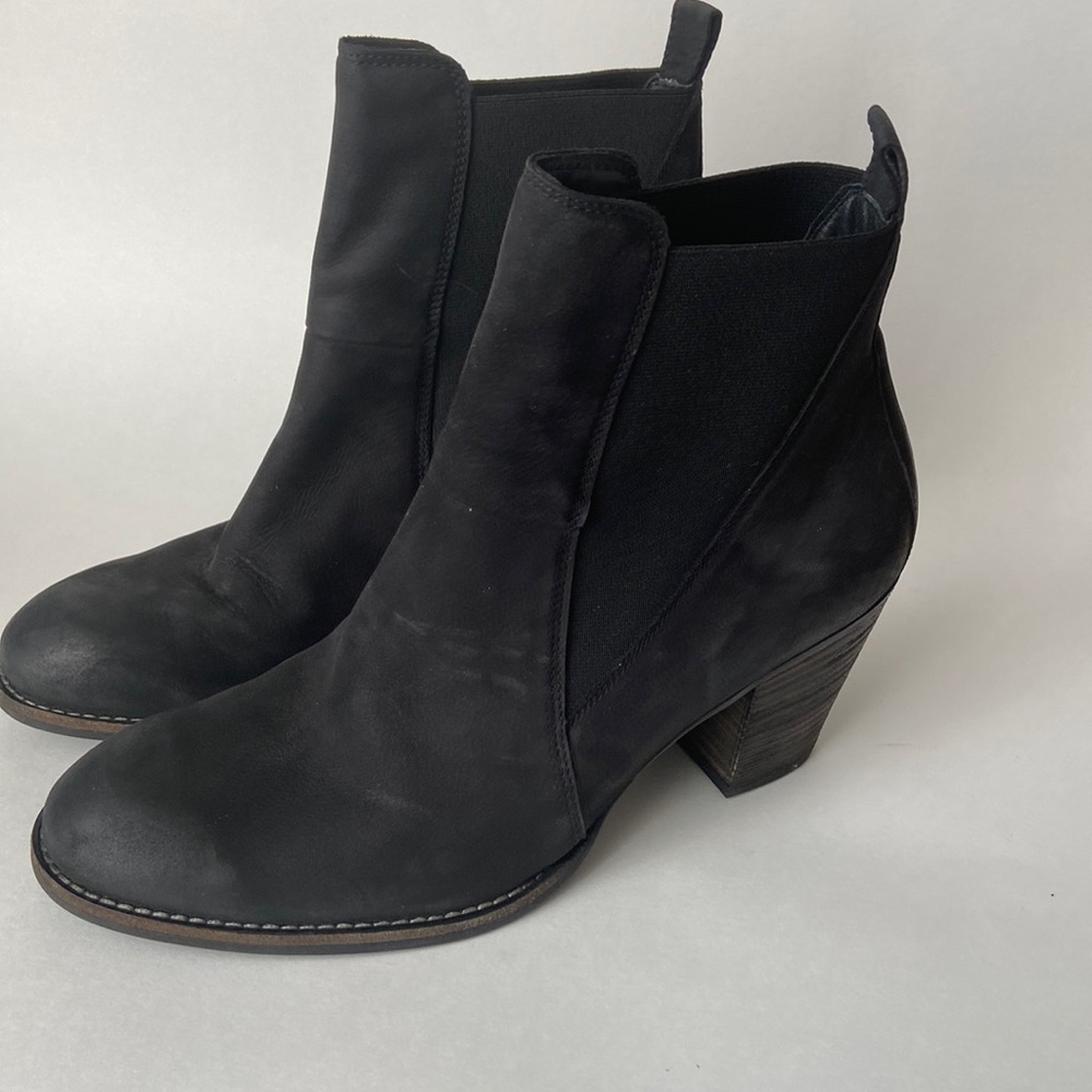 Paul Green Jules Chelsea Black Ankle Boots Elastic Sides Block Heel size…